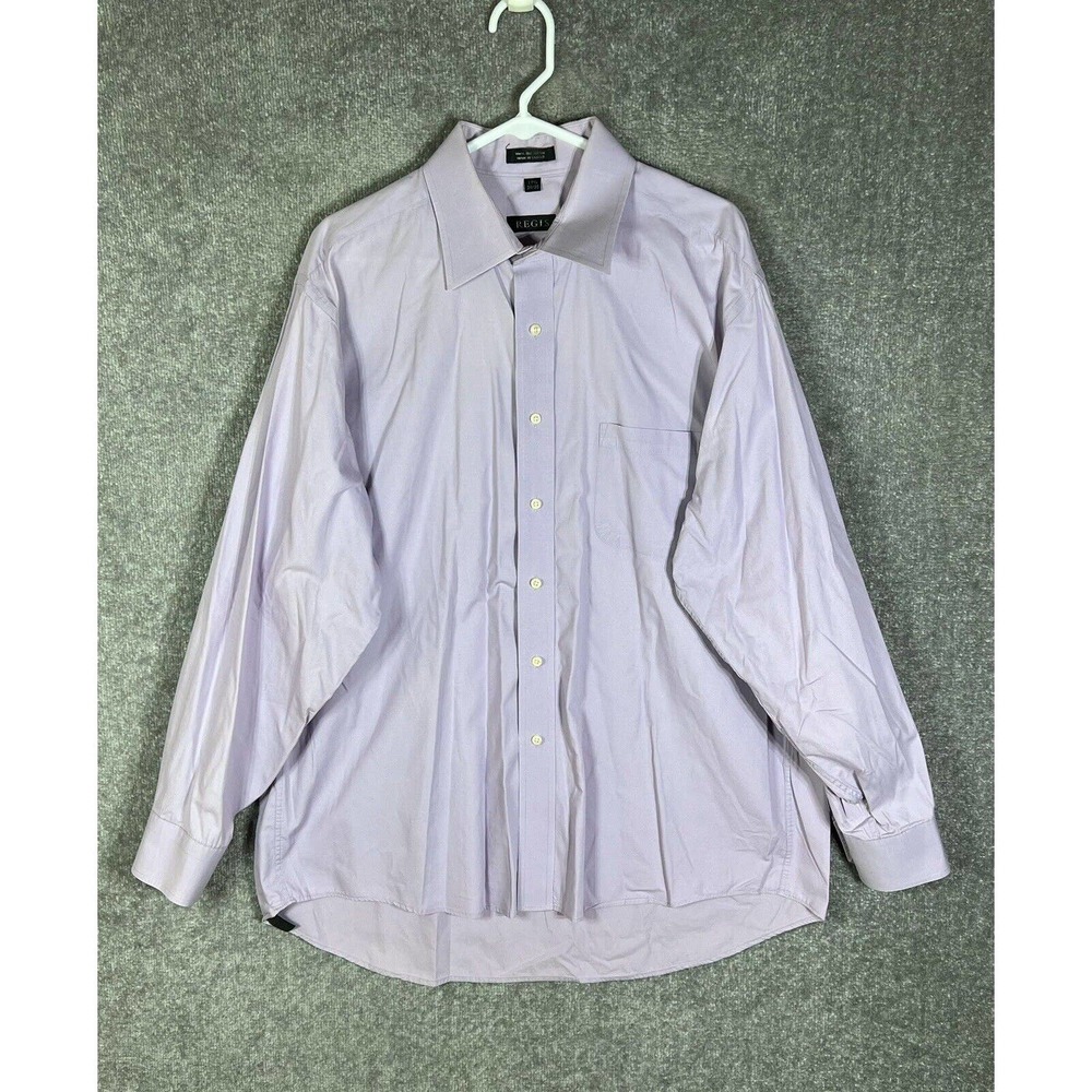 Regis Button Up Dress Shirt Mens‎ Size 17.5 34/35 Purple Pocket Long Sleeve